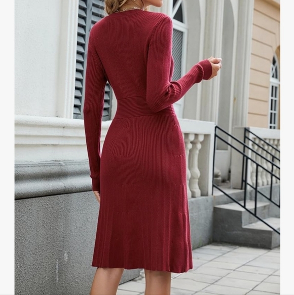 ZAFUL Women's Long Sleeve Midi Sweater Dresses - Picture 4 of 5